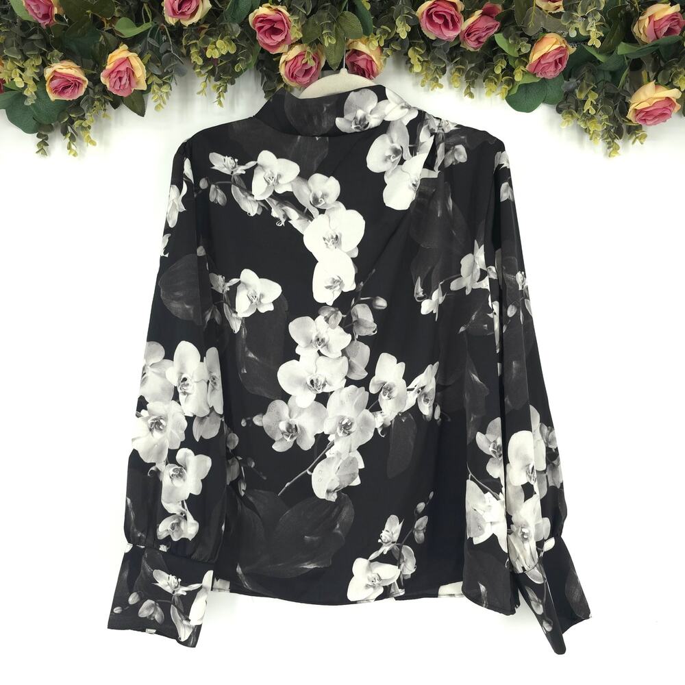Worthington Petite Plus Size Black and White Orchid Blouse Size PXXL NWT